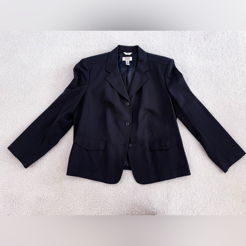 Talbots black stretch cotton blend classic jacket blazer